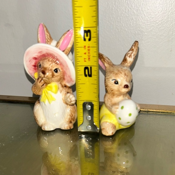 Pair of Vintage Lefton Ceramic Bunny Rabbit Figurines - Picture 7 of 8